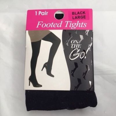 On The Go Footed Tights Black Large 1 Pair NWT Hose Women